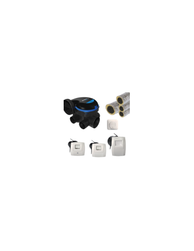 84379198 - ALDES - Kit VMC simple flux hygroreglable + bouton poussoir + gaines - EasyHOME HYGRO PREMIUM MW Piles - 11033034KIT