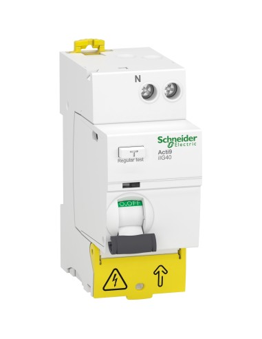 Schneider - A9R77625 - Acti9 iTG40 - Bloc dif. Vigi Tête de groupe - 1P+N - 25A - 300mA - Type AC