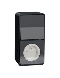 Schneider Electric - MUR36025 - Mureva Styl - Prise courant 2P+T+va et vient verti. - saillie - IP55 IK08 - gris