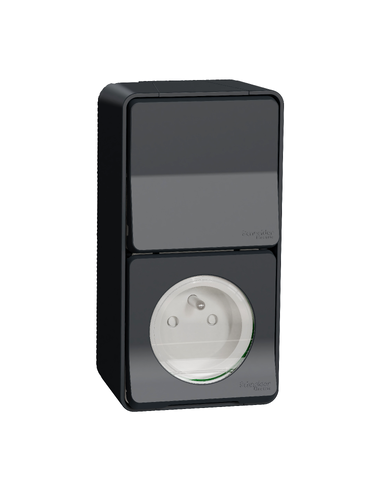 Schneider Electric - MUR36025 - Mureva Styl - Prise courant 2P+T+va et vient verti. - saillie - IP55 IK08 - gris