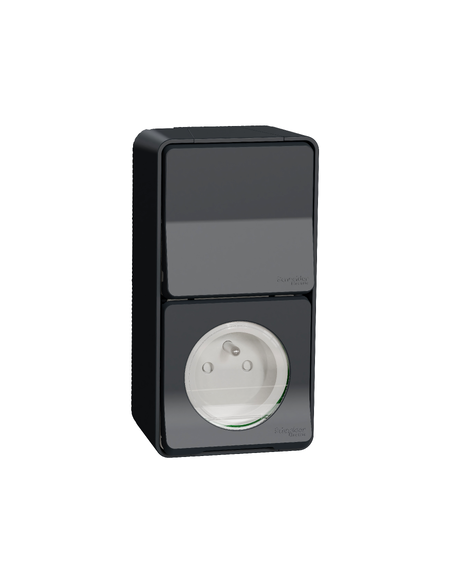 Schneider Electric - MUR36025 - Mureva Styl - Prise courant 2P+T+va et vient verti. - saillie - IP55 IK08 - gris