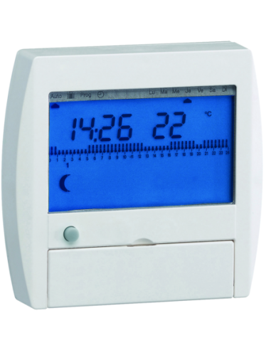 HAGER - 30110 - Programmateur digital semi-encastré chauf élec avec fil pilote 1 zone 7j 230V