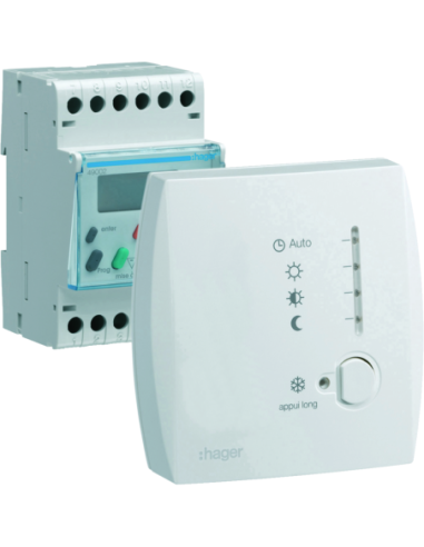 HAGER - 49002 - Programmateur modulaire digital chauf élec fil pilote boîtier amb 1 zone 7j 230V