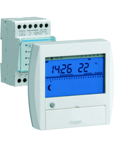 HAGER - 49110 - Gestionnaire énergie confort chauf élec 1 zone sur 7 jours 230V