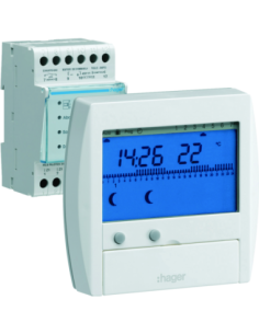 HAGER - 49111 - Gestionnaire énergie confort chauf élec 2 zones sur 7 jours 230V