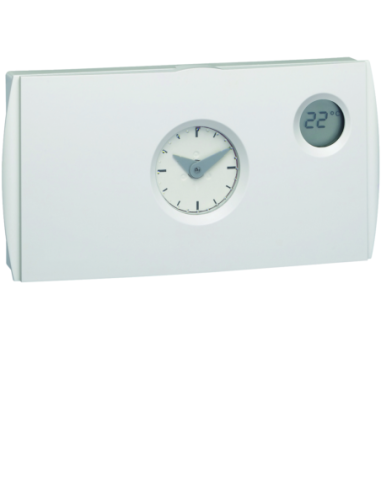 HAGER - 56511 - Thermostat ambiance prog analog chauf eau chaude 2 fils sur 24h alim piles