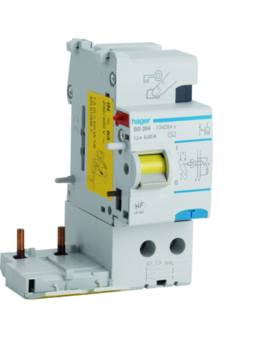 HAGER - BD264 - Bloc différentiel 2P 63A 30mA type AC