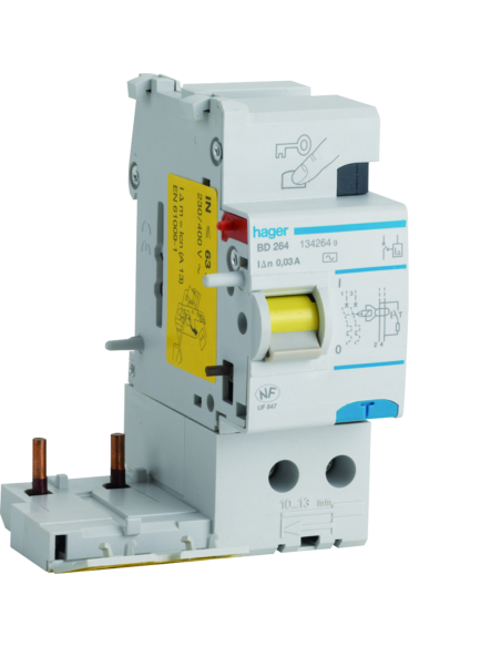 HAGER - BD264 - Bloc différentiel 2P 63A 30mA type AC