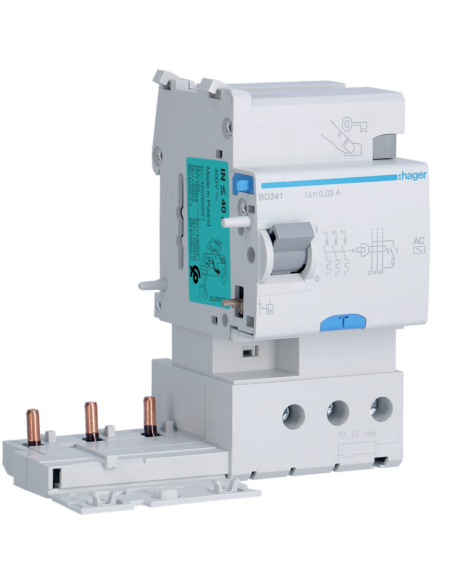 HAGER - BD341 - Bloc différentiel 3P 40A 30mA type AC