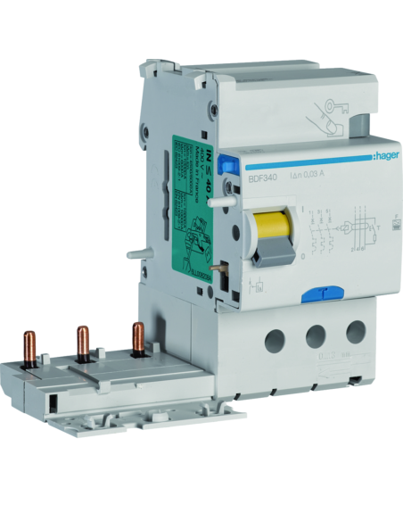 HAGER - BDF340 - Bloc différentiel 3P 40A 30mA type F