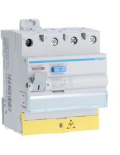 HAGER - CEC863F - Interrupteur différentiel 3P+N 63A 100mA type AC à bornes décalées