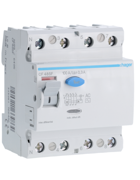 HAGER - CF485F - Interrupteur différentiel 4P 100A 300mA type AC