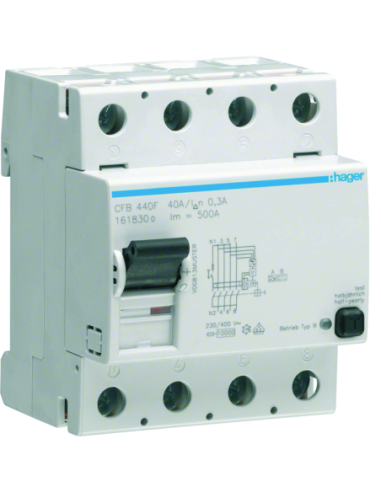 HAGER - CFB440F - Interrupteur différentiel 4P 40A 300mA type B NK