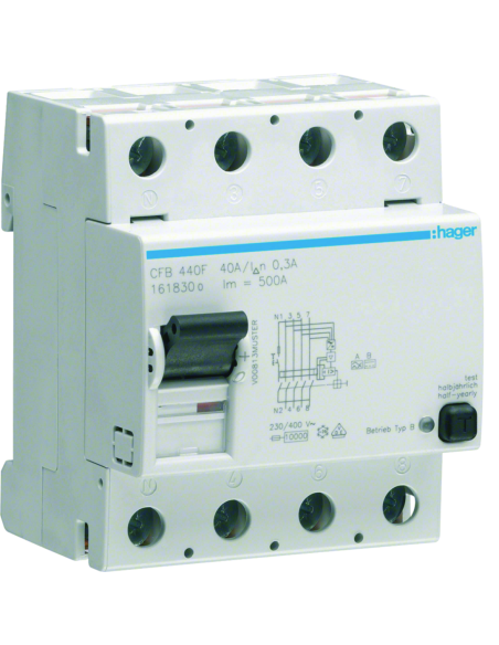 HAGER - CFB440F - Interrupteur différentiel 4P 40A 300mA type B NK