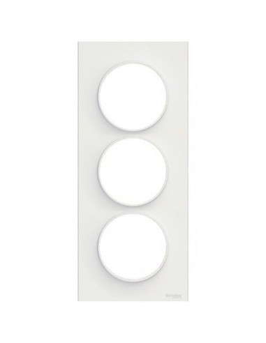 Schneider - s520716 - Odace styl, plaque blanc 3 postes verticaux entraxe 57mm