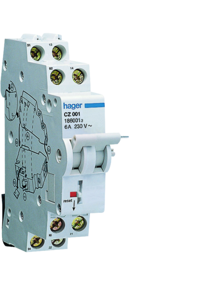 HAGER - CZ001 - Contact auxiliaire pour interrupteur différentiel 2(1NO+1NC) 6A 240V AC