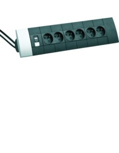 HAGER - DED101 - Boîtier design officea pré-équipé 5x2prises RJ45 Cat6 + 2m de câble avec fiches