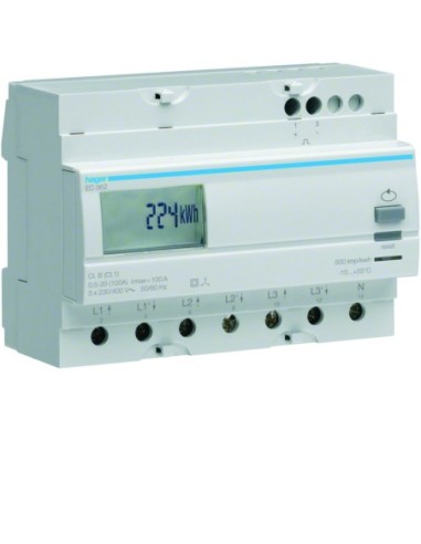 HAGER - EC362 - Compteur d'énergie électrique triphasé direct 100A double tarif