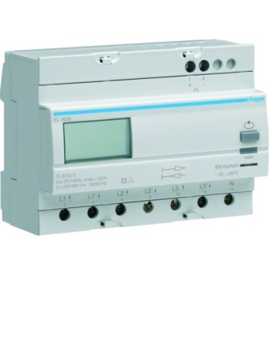 HAGER - EC365B - Compteur d'énergie électrique triphasé direct 100A - bi-directionnel