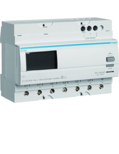 HAGER - EC366 - Compteur tri direct 100A Modbus