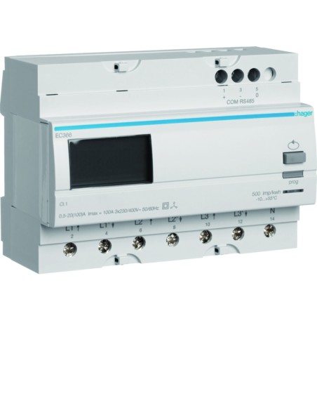 HAGER - EC366 - Compteur tri direct 100A Modbus