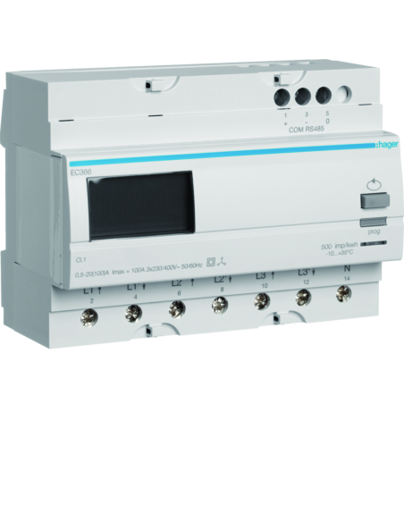 HAGER - EC366 - Compteur tri direct 100A Modbus