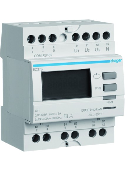 HAGER - EC376 - Compteur tri via CT6000/5A Modbus