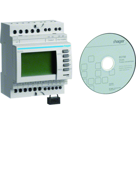 HAGER - EC700 - Concentrateur d impulsions RS485 Jbus-Modbus