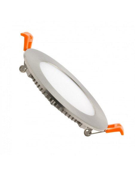 Dalle LED Ronde Extra-Plate 6W Argentée Coupe Ø 110 mm