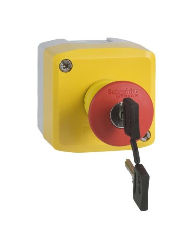 Schneider –  XALK188E - Harmony XAL - boite jaune arrêt urgence rouge à clé - 1F+1O - Ø40