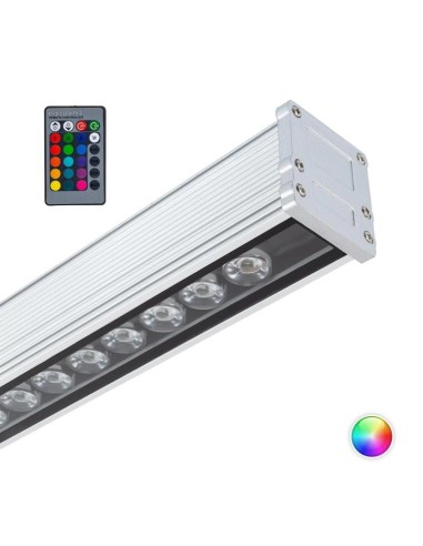 BRICOELECT -  BR65259 - Eclairage mural de façade de bâtiment Linéaire LED Wallwasher RGB 36W IP65 1000mm