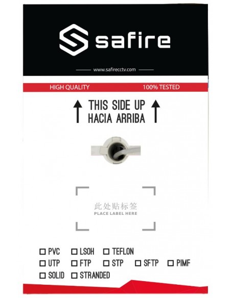 Safire - UTP6E-300 - Box 305m Câble UTP 305m Catégorie 6 Bobine de 305 mètres Diamètre 5.5 mm