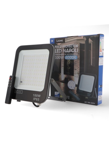 BRICOELECT - BRLM6517 - Projecteur Led Napoli 100W Avec Détecteur de Mouvement