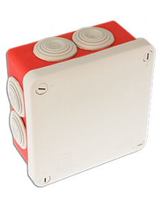 Boîte de dérivation étanche EUR'OHM. IP55. Diamètre 105mm X 105mm X 55mm - carré  Couleur: Gris/Rouge