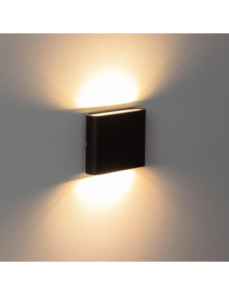 BRICOELECT - C182520 - Applique Murale Extérieure LED 6W 4000K Aluminium Carrée Éclairage Double Face Noire