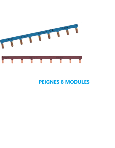 Hager - KB163-8M -Peigne Horizontal 8 modules phase/neutre