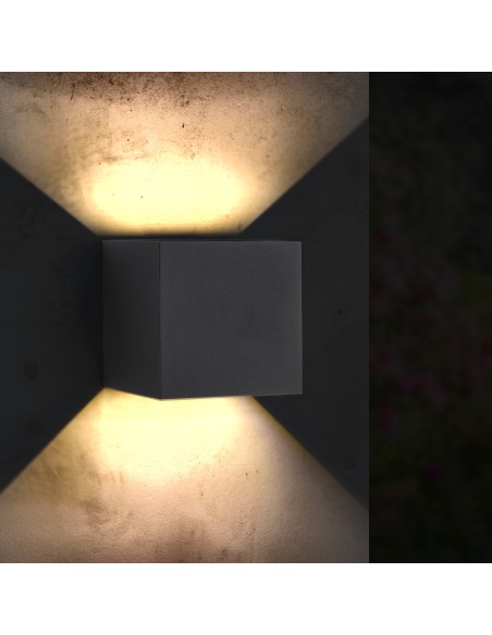Applique murale LED Cube noire 12W IP54 - Ledme LM6184