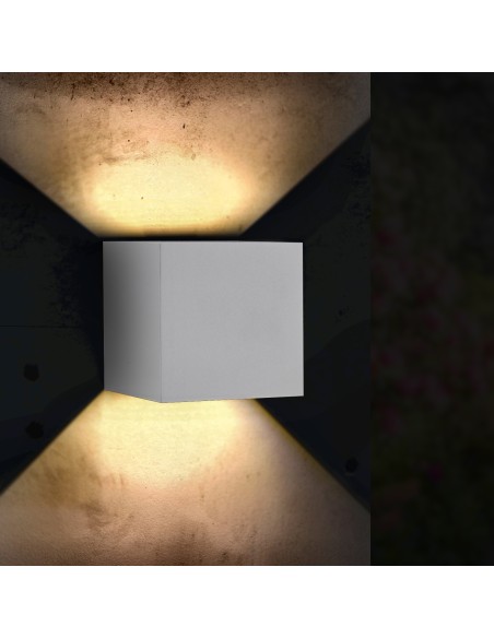 Applique murale LED Cube blanche 12W IP54 - Ledme LM6183