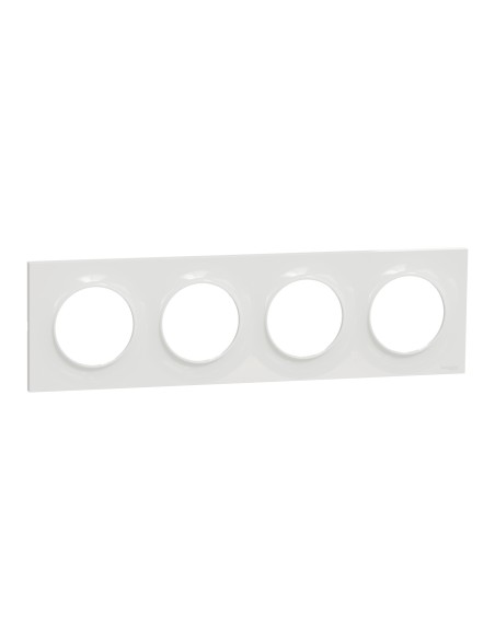 S520708 Plaque Odace Styl blanche 4 postes Schneider
