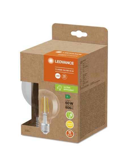 LEDVANCE - 4099854060250 - LED CLASSIC LEDVANCE SUP GLB 60 D95 Verre énergie A E27 3,8 W 827 806lm