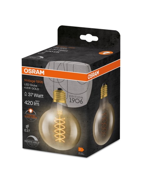 OSRAM - 4058075761612 - LED CLASSIC OSRAM 1906 DIM CLG37 D95 Verre Doré Filament E27 4,8W 2200K 420lm