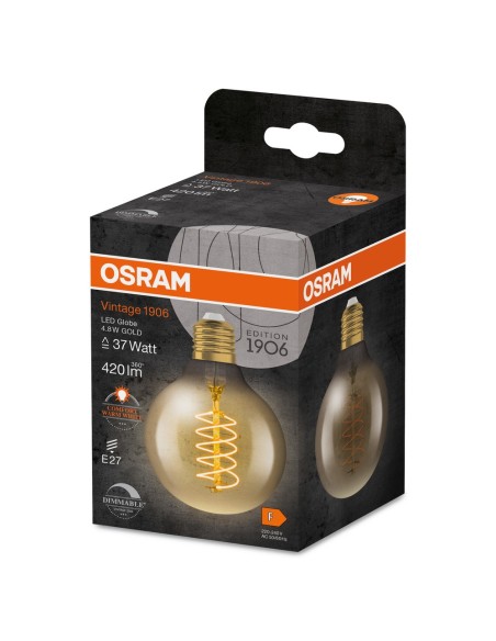 OSRAM - 4099854090806 - LED CLASSIC OSRAM 1906 DIM CLG37 D80 Verre Doré Filament E27 4,8W 2200K 420lm