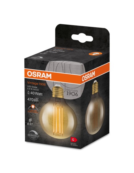 OSRAM - 4099854090844 - LED CLASSIC OSRAM 1906 DIM CLG40 D80 Verre Doré Filament E27 5,8W 2200K 470lm