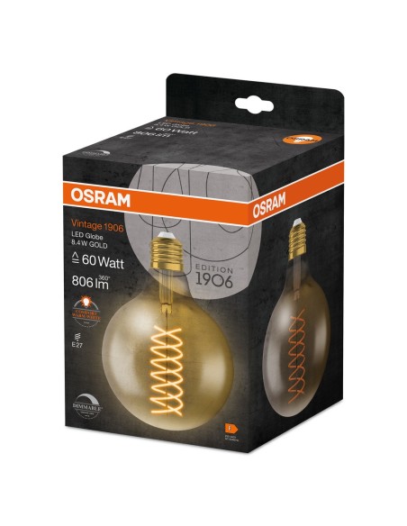 OSRAM - 4099854137884 - LED OSRAM 1906 DIM CLG60 D125 Verre doré - Filament E27 7,2W 2400K