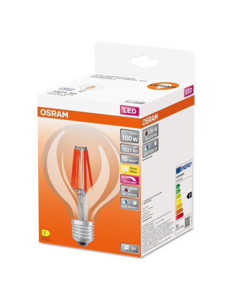 OSRAM - 4058075602953 - LED SUPERSTAR+ Globe 95mm clair fil variable 11W=100 E27 chaud