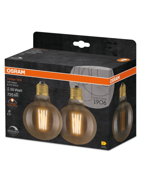 OSRAM - 4058075754737 - LED CLASSIC OSRAM 1906 DIM CLG60 D95 Verre Doré Filament E27 6,5W824 725lm 2400K