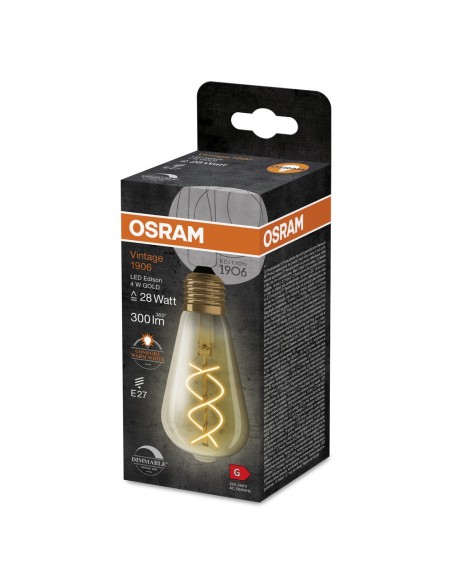 OSRAM - 4099854090103 - LED CLASSIC OSRAM 1906 DIM EDI28 FIL GOLD E27 4W 2000K 300lm