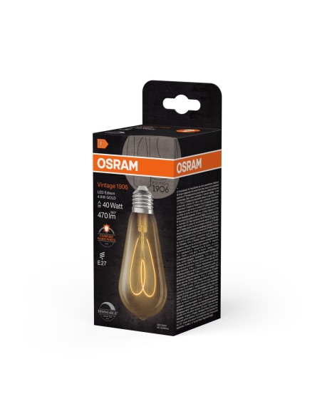 OSRAM - 4058075836983 - LED OSR 1906 EDISON ST64 ambre DIM 4.9W 922 E27