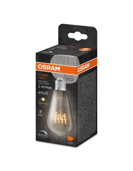 OSRAM - 4099854075667 - LED CLASSIC OSRAM 1906 DIM EDI10 Verre Clair Filament E27 4,8W 827 470lm