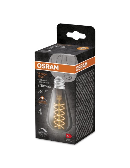 OSRAM - 4099854090981 - LED CLASSIC OSRAM 1906 DIM EDI30 Verre Fumé Filament E27 7,8W 818 360lm